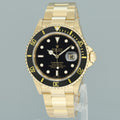 2002 MINT Rolex 16618LN Submariner 18k Yellow Gold Black Dial 40mm No Hole Case Watch