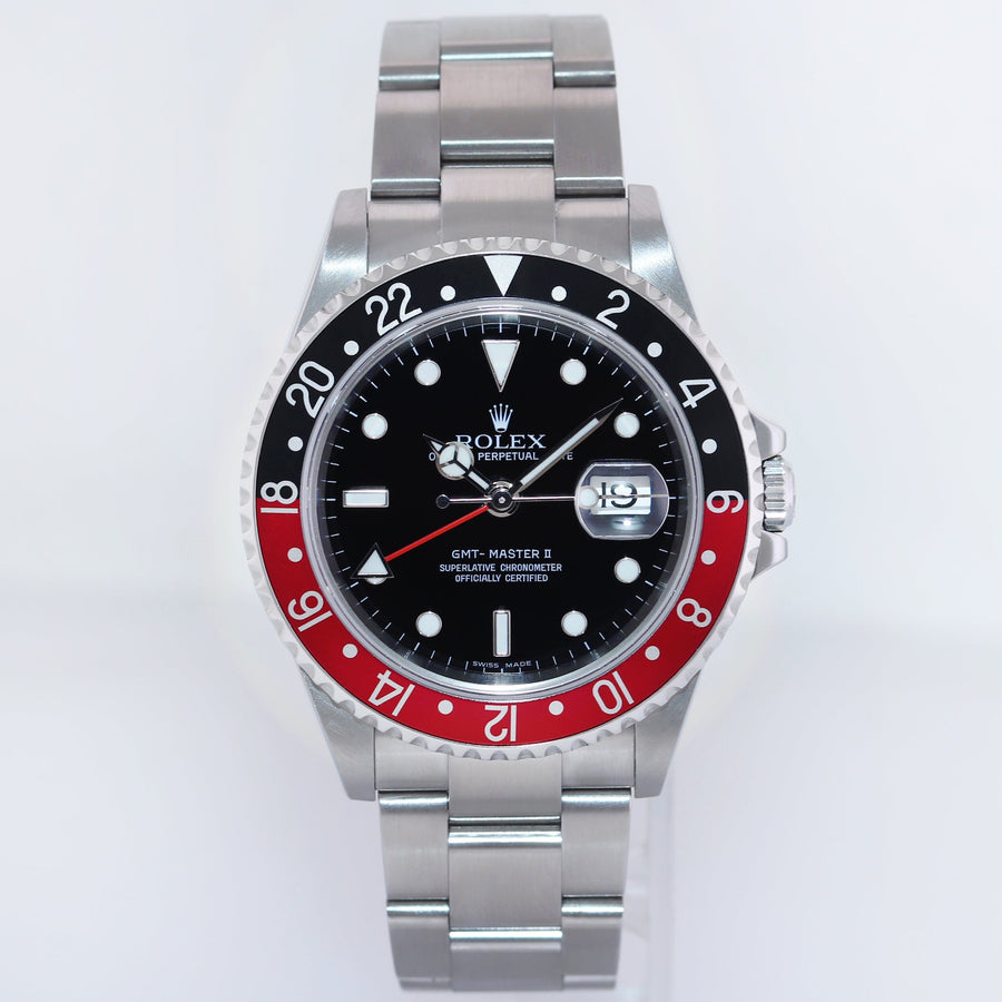 MINT 2004 Rolex GMT-Master 2 Coke Black Red Steel No Holes 16710 Watch Box