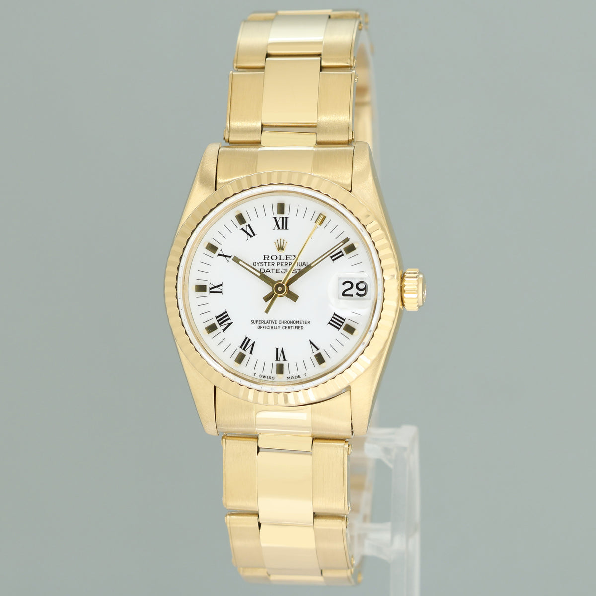 MINT Ladies Rolex 68278 Yellow Gold 31mm Midsize Datejust Oyster Watch