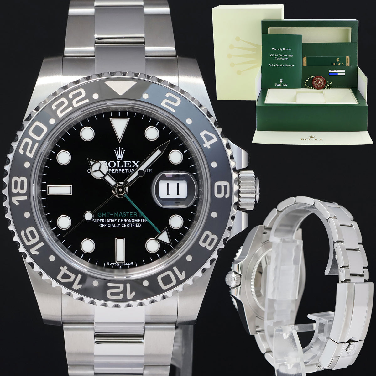 2012 PAPERS MINT Rolex GMT Master II 116710LN Steel Ceramic Black 40mm Watch Box