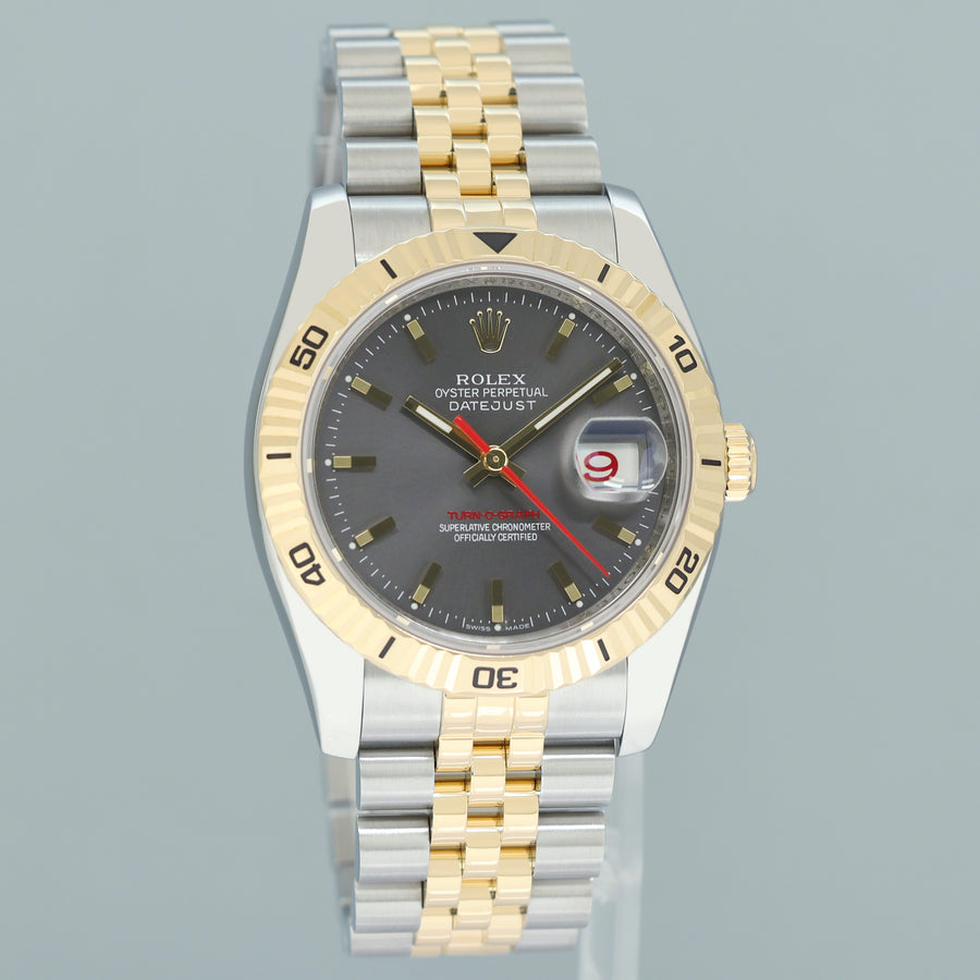 MINT Rolex DateJust Turn-O-Graph 116263 Yellow Gold Two Tone Steel Slate Jubilee Watch Box