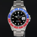 2002 MINT Rolex GMT-Master 2 Pepsi Blue Red Steel 16710 Watch Black Watch Box