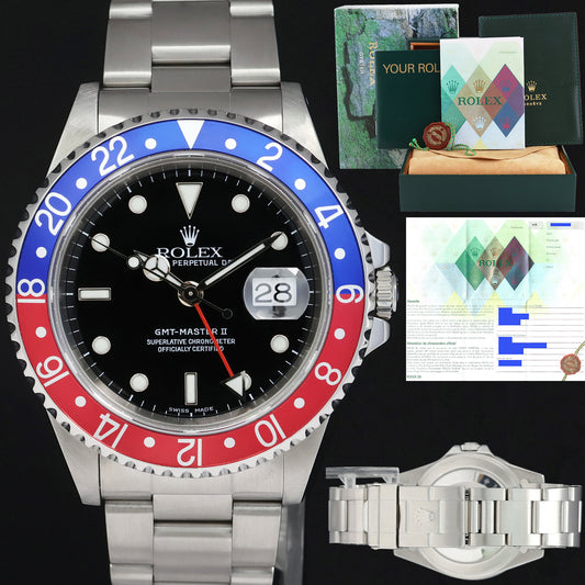 2006 MINT PAPERS Rolex GMT-Master 2 II Pepsi Blue Red Steel  16710 40mm Watch Box