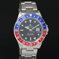 2002 MINT Rolex GMT-Master 2 Pepsi Blue Red Steel 16710 Watch Black Watch Box