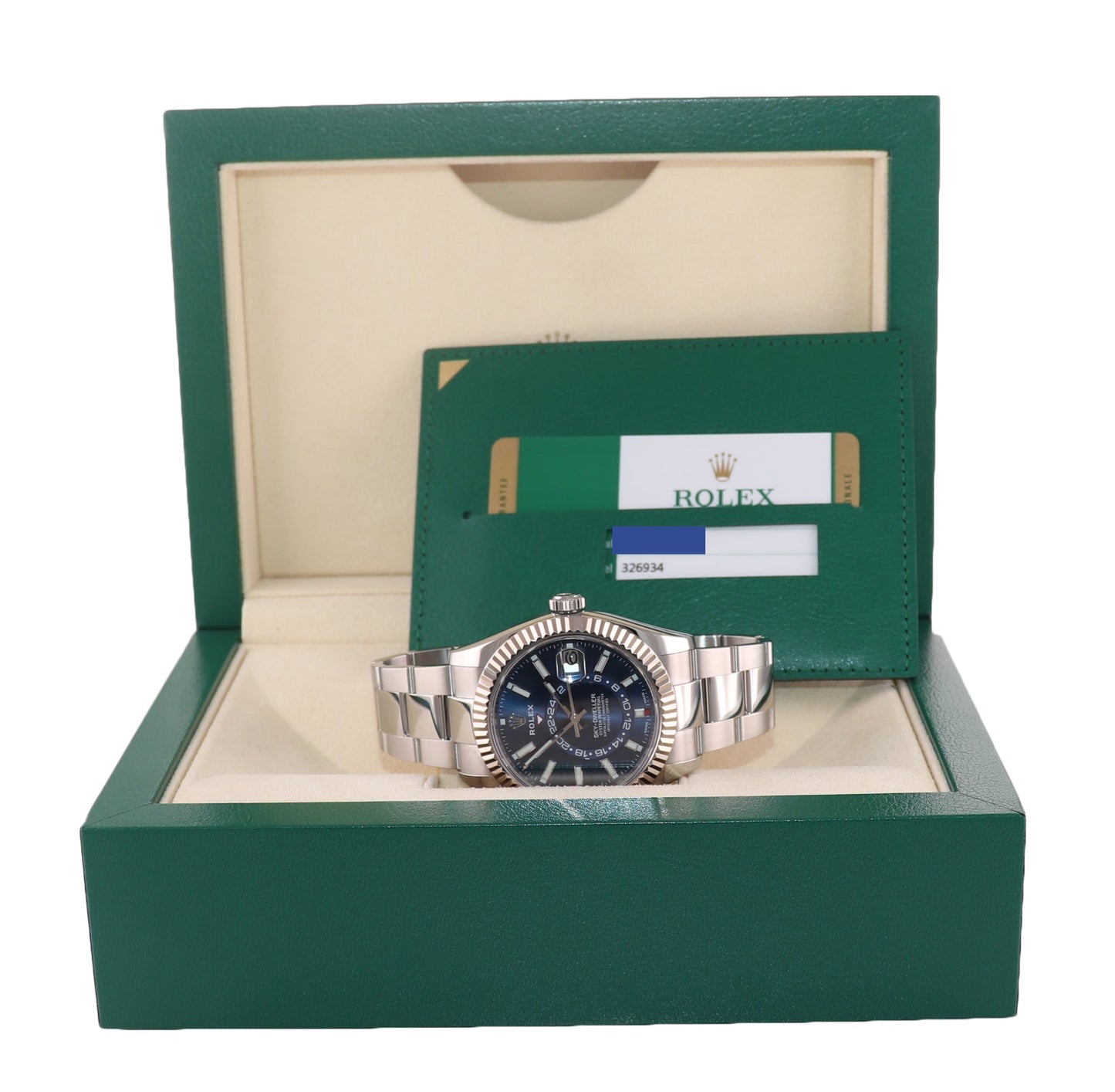 2019 MINT PAPERS Rolex Blue Sky-Dweller White Gold 42mm 326934 Watch Box