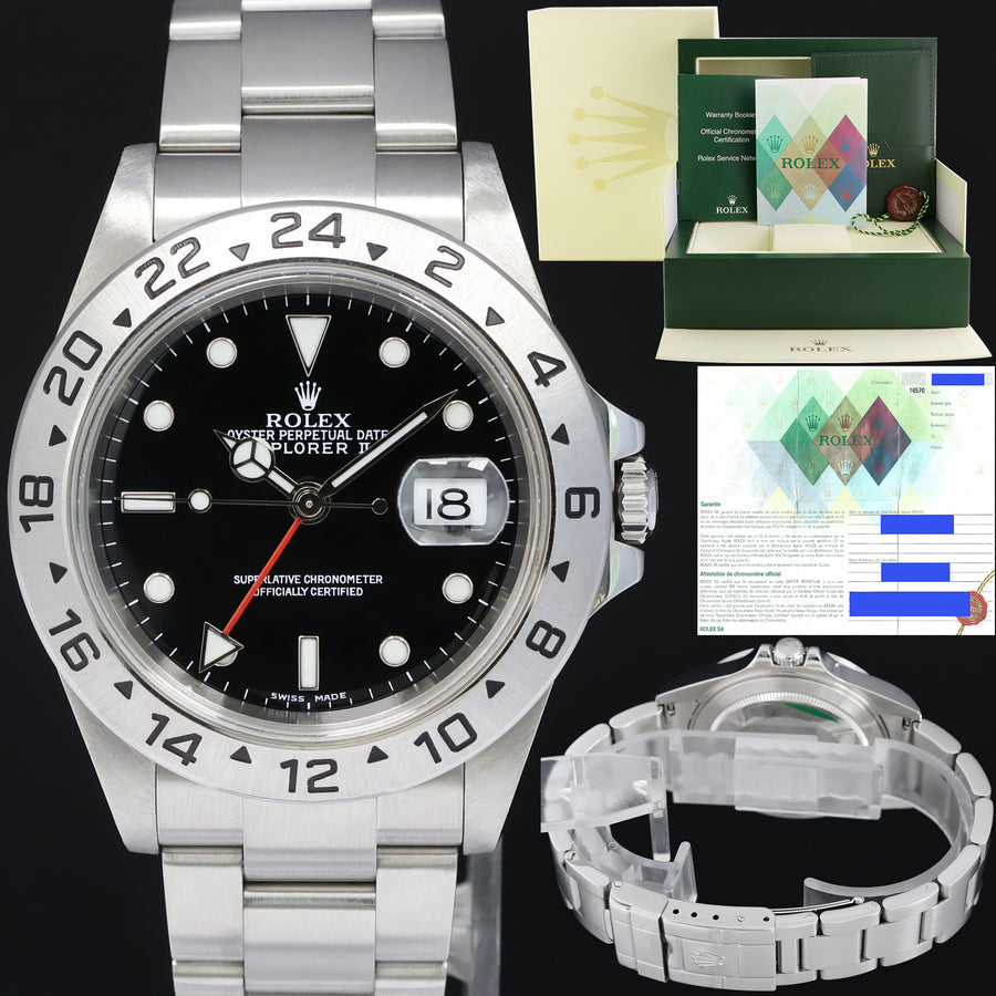 MINT 2005 PAPERS Rolex Explorer II 16570 Black Date GMT 40mm No Holes Watch Box