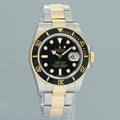 MINT Rolex Submariner 116613LN Two Tone Steel Yellow Gold Black Diamond Serti Watch