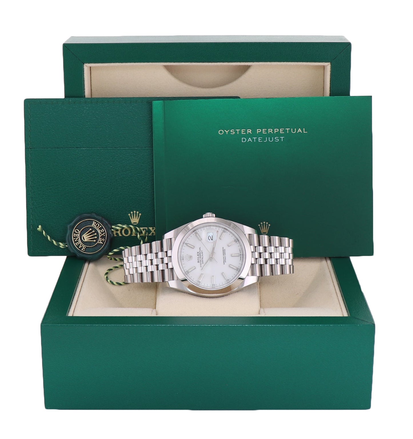 2022 NEW PAPERS Rolex DateJust 41 Steel 126300 White Jubilee 41mm Watch Box
