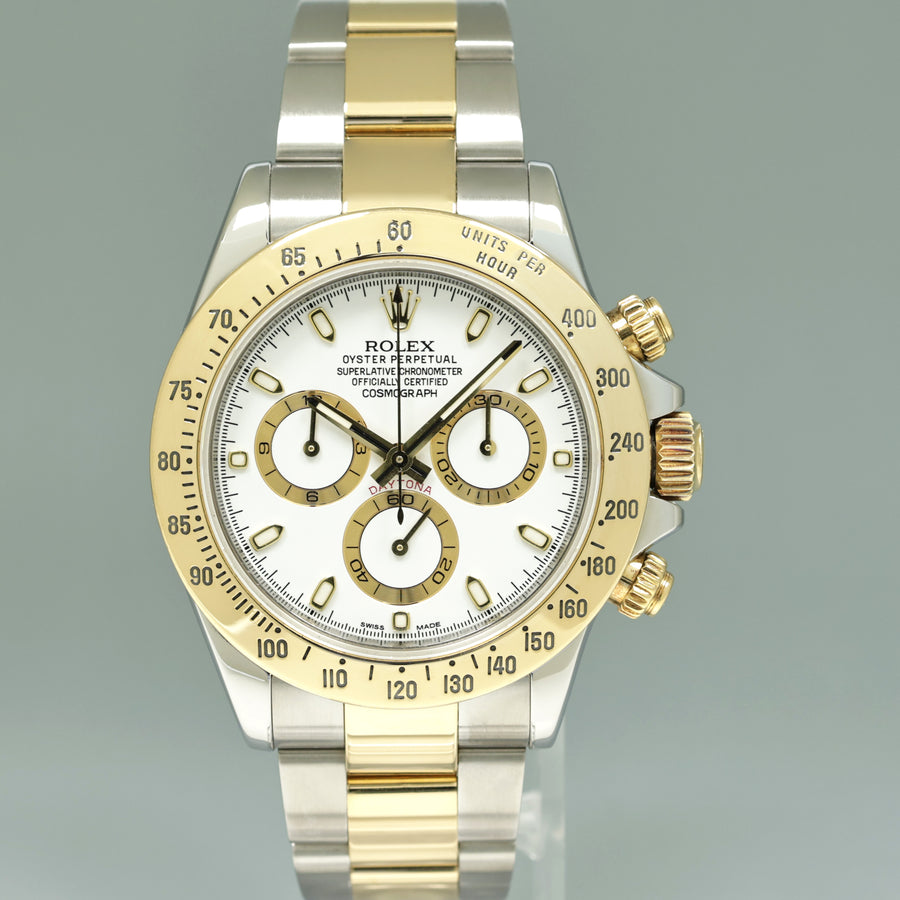 2010 MINT Rolex Daytona 116523 White Dial Steel Yellow Gold Two Tone Watch Box