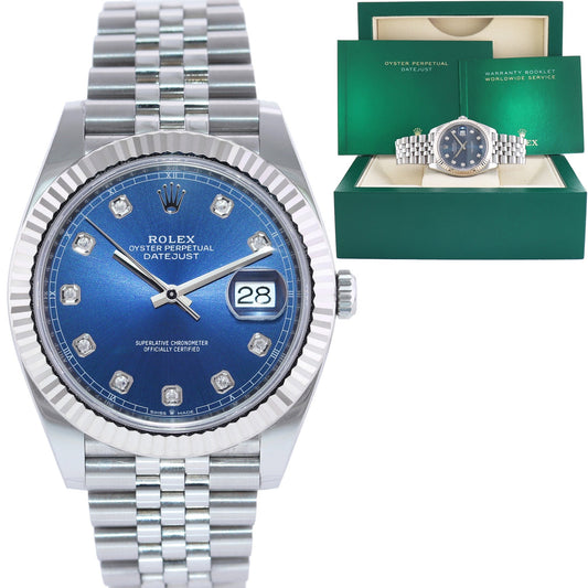 2022 MINT Rolex DateJust 41 Blue Diamond Jubilee Fluted 126334 Watch Box
