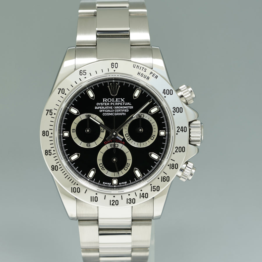 MINT 2004 Rolex Daytona 116520 Black Dial Steel Chronograph 40mm Watch Box