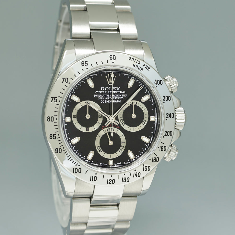 MINT 2004 Rolex Daytona 116520 Black Dial Steel Chronograph 40mm Watch Box