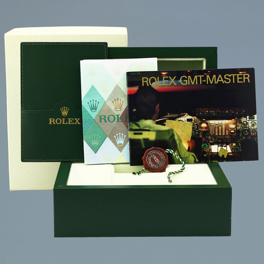 2005 PAPERS MINT Rolex 16710 GMT-Master II Coke Error Stick Red Black Steel 40mm Watch Box