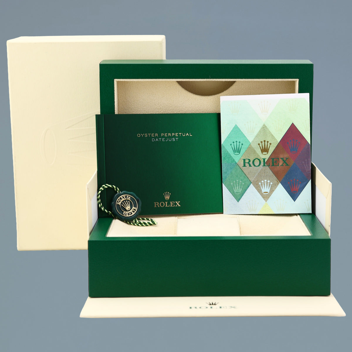MINT PAPERS Ladies Rolex DateJust 179173 Champagne Stick 26mm Two-Tone Oyster Watch Box