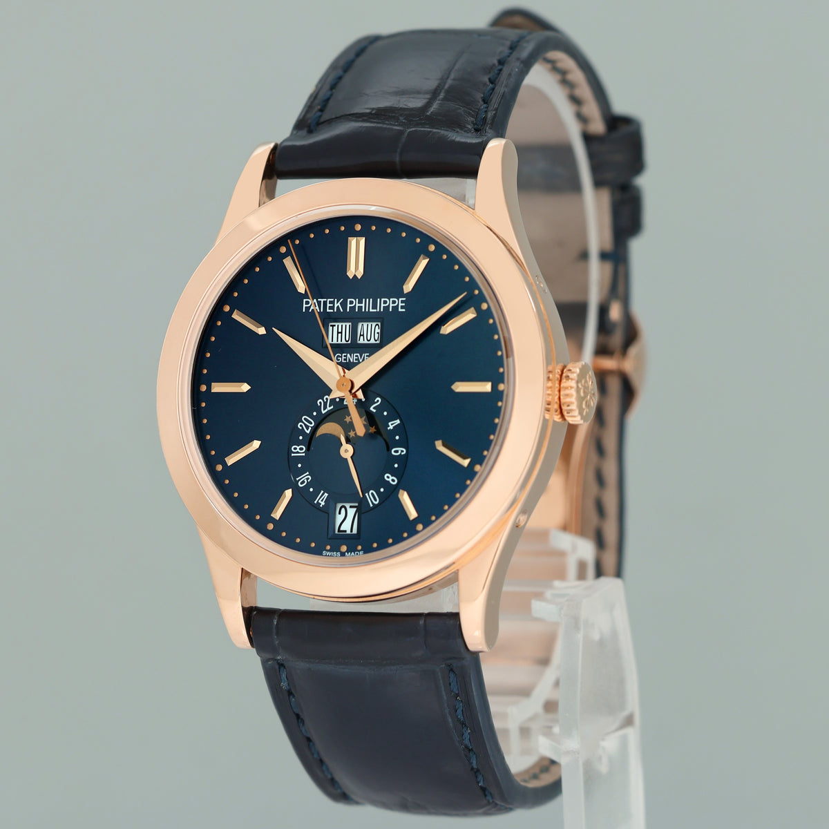 2017 MINT Patek Philippe 5396R Rose Gold Annual Calendar 39mm Blue Dial Moonphase Watch