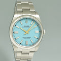 2023 PAPERS Rolex Oyster Perpetual 41mm Blue Custom Tiffany Oyster 124300 Watch Box