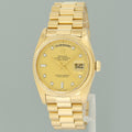 MINT Rolex 18038 President Day Date Yellow Gold Champagne Diamond Quickset Watch
