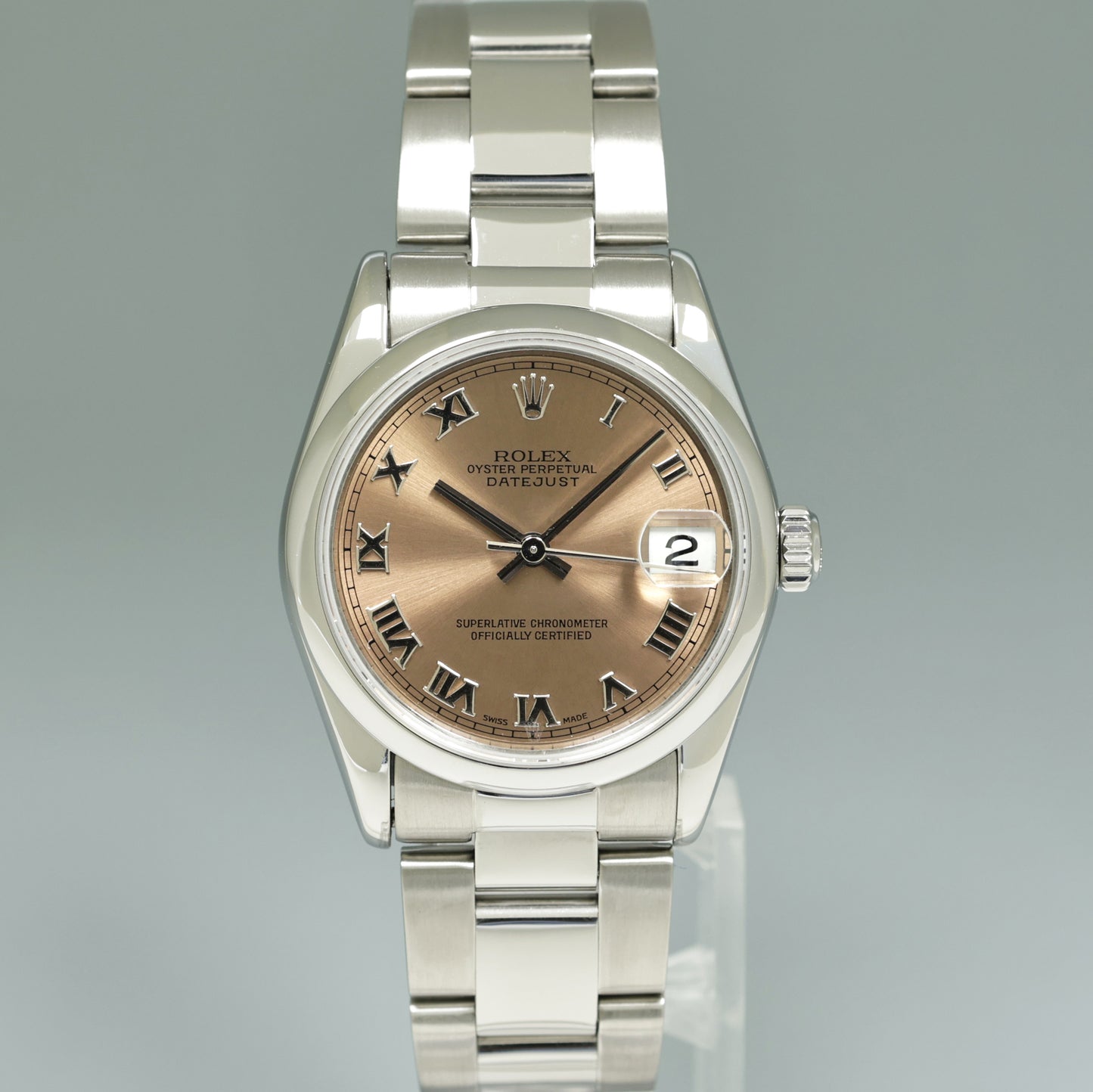 2005 PAPERS Ladies Rolex Midsize Salmon 31mm Datejust Oyster Steel 78240 Watch