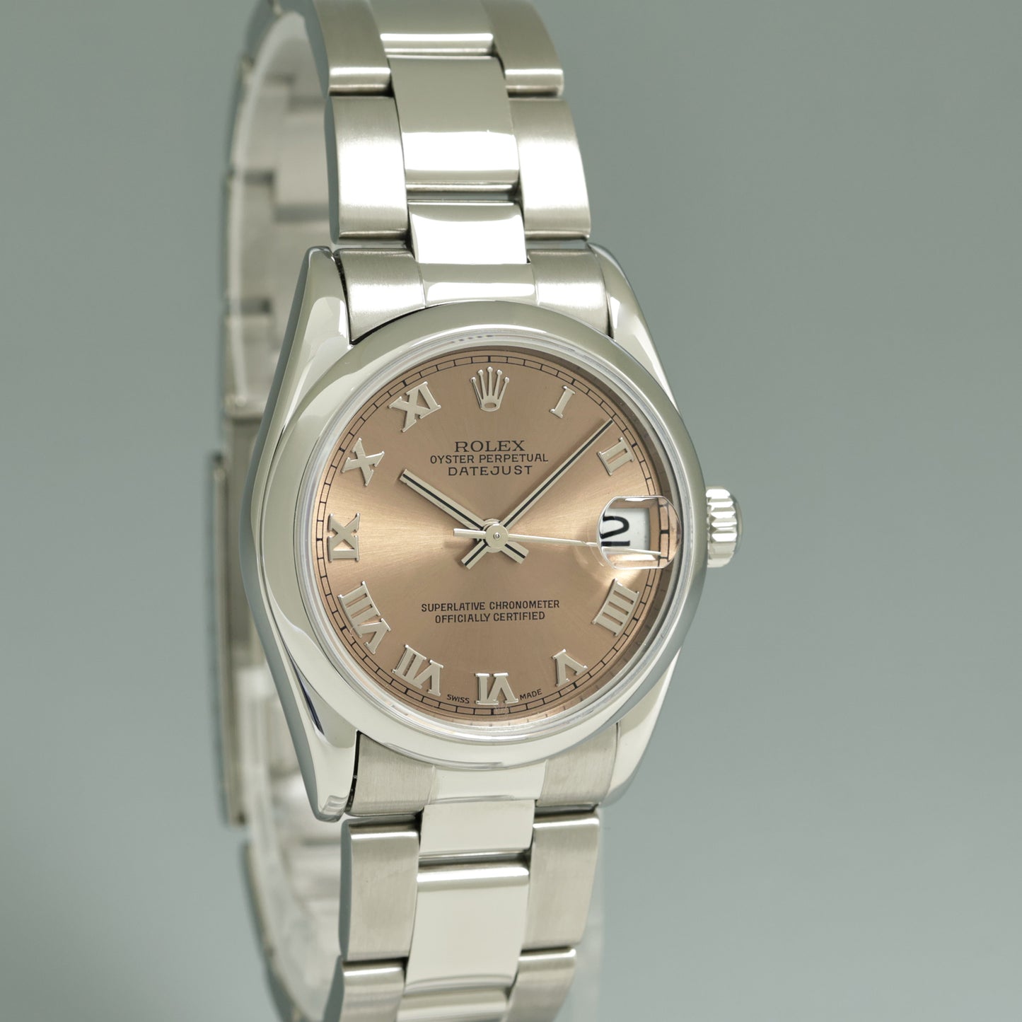 2005 PAPERS Ladies Rolex Midsize Salmon 31mm Datejust Oyster Steel 78240 Watch