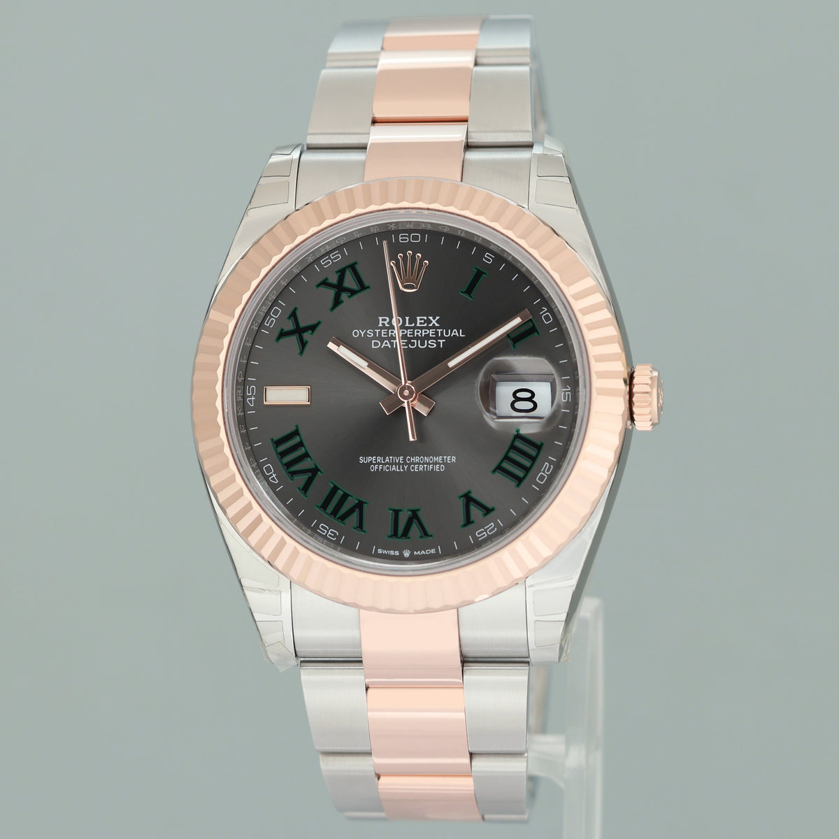 2024 NEW STICKERS Rolex DateJust 41 126331 Wimbledon Rose Gold Two-Tone Oyster Watch