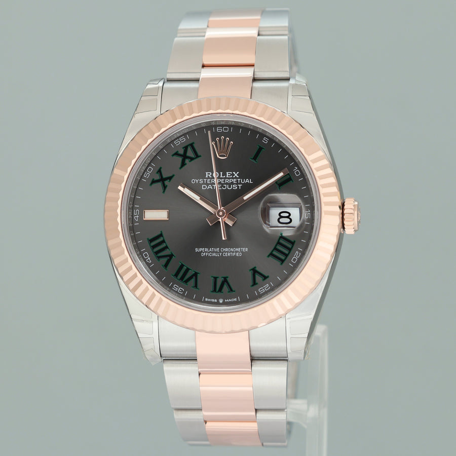 2024 NEW STICKERS Rolex DateJust 41 126331 Wimbledon Rose Gold Two-Tone Oyster Watch