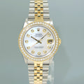 Ladies Rolex 68273 Two Tone 18k Gold Steel 31mm Pearl Diamond Dial Bezel Watch