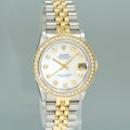 Ladies Rolex 68273 Two Tone 18k Gold Steel 31mm Pearl Diamond Dial Bezel Watch