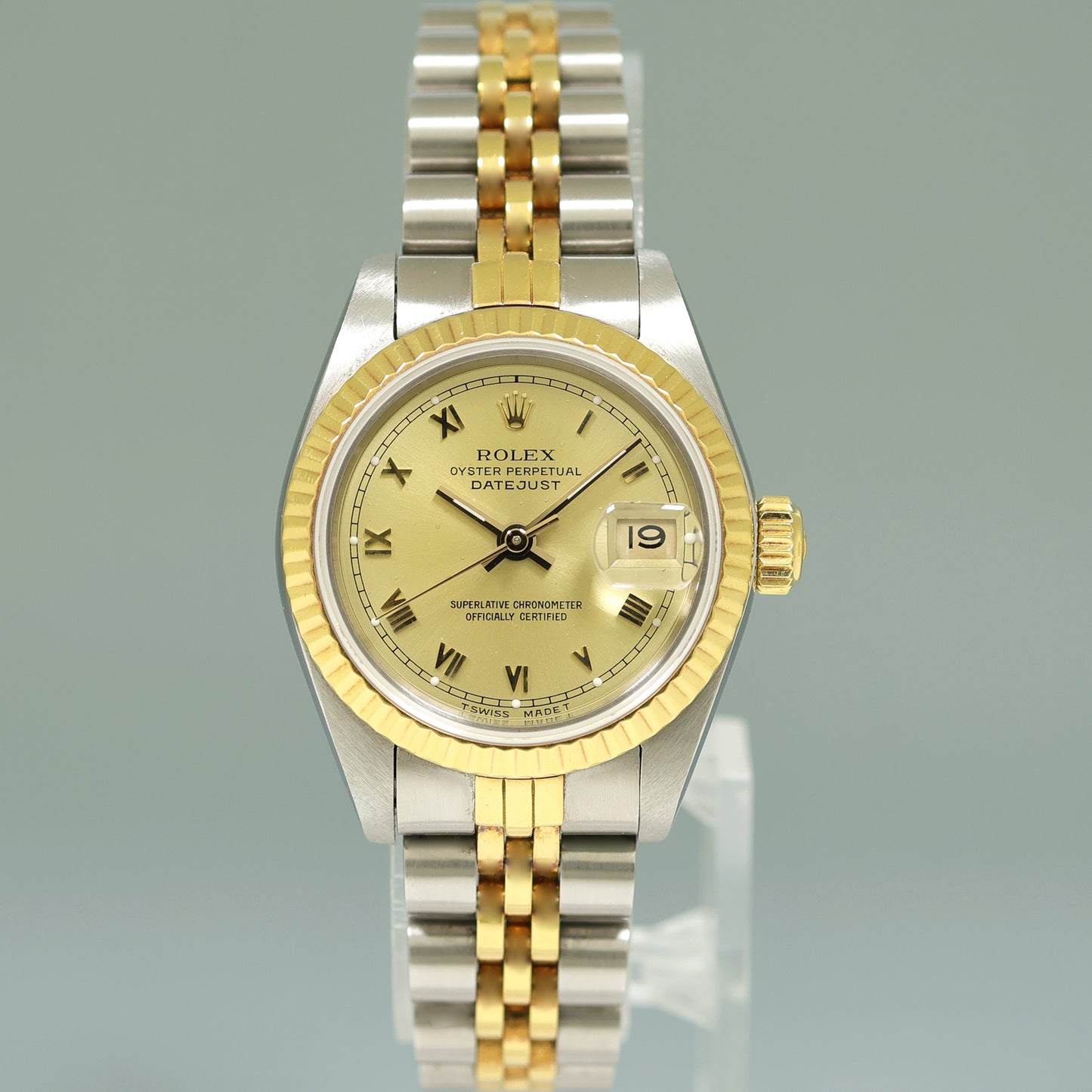 RSC PAPERS Ladies Rolex DateJust 26mm 69173 Two Tone Champagne Roman Gold Jubilee Watch
