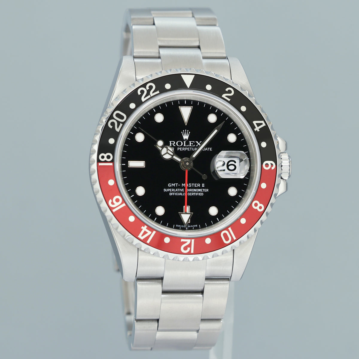 2005 PAPERS MINT Rolex 16710 GMT-Master II Coke Error Stick Red Black Steel 40mm Watch Box