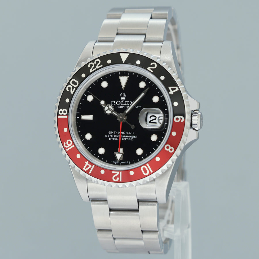 2005 PAPERS MINT Rolex 16710 GMT-Master II Coke Error Stick Red Black Steel 40mm Watch Box