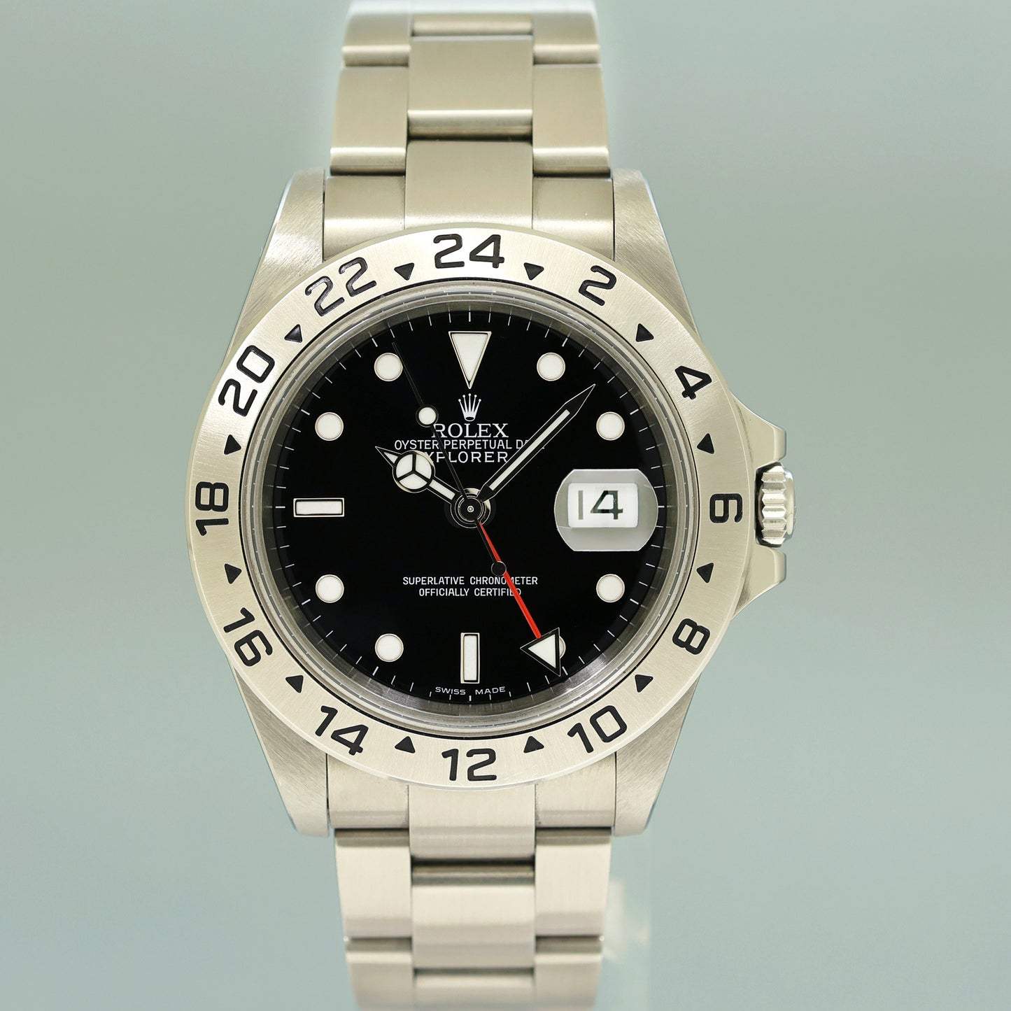 PAPERS MINT 2001 Rolex Explorer II 16570 Stainless Steel Black Dial GMT 40mm Watch Box