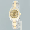 MINT PAPERS Ladies Rolex DateJust 179173 Champagne Stick 26mm Two-Tone Oyster Watch Box