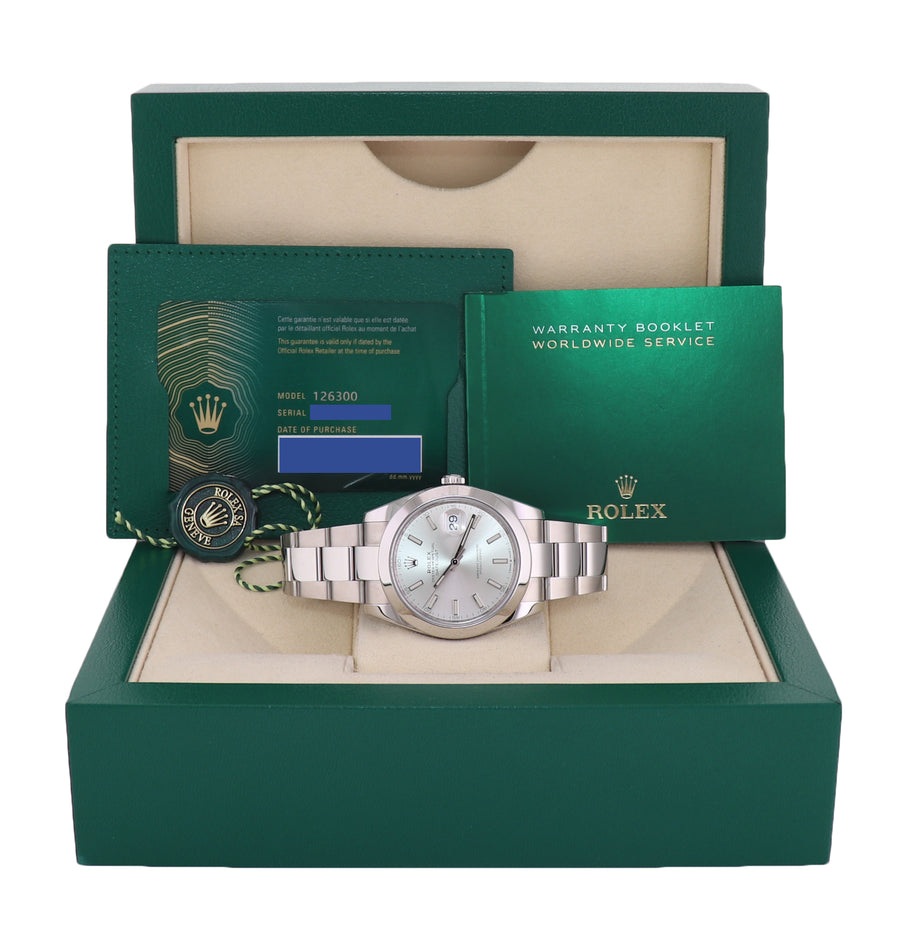 2023 NEW PAPERS Rolex DateJust 41 Steel 126300 Silver Dial Oyster 41mm Watch Box