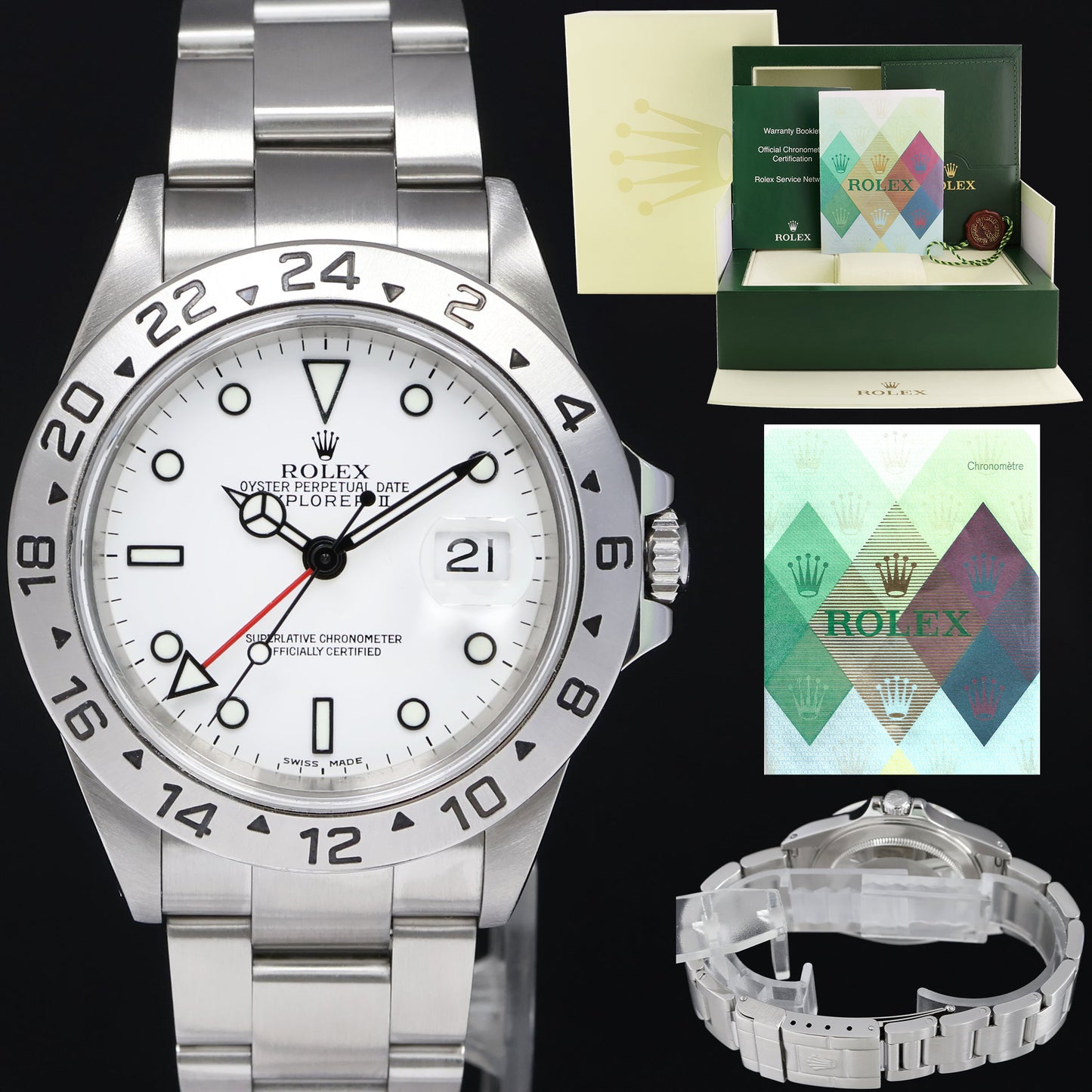 2002 MINT PAPERS Rolex Explorer II White 16570 40mm Polar Watch Box