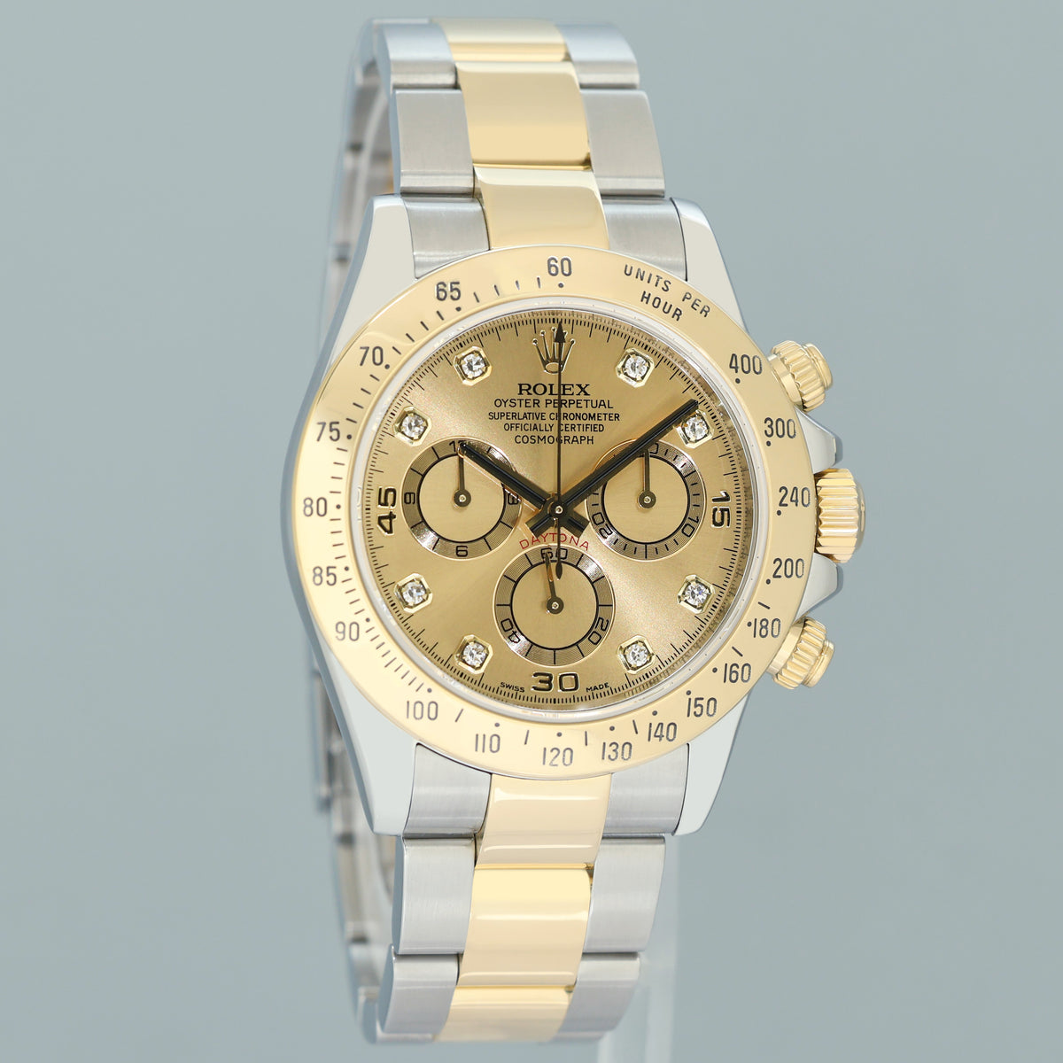 2008 MINT Rolex Daytona 116523 Champagne Diamond Steel Yellow Gold 40mm Two Tone Watch Box