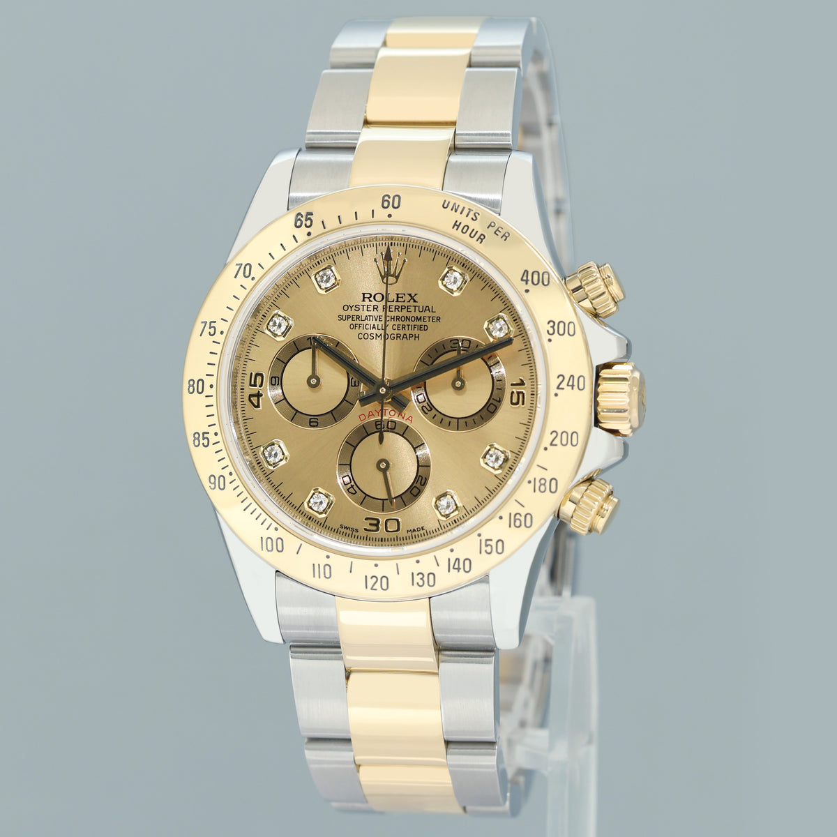 2008 MINT Rolex Daytona 116523 Champagne Diamond Steel Yellow Gold 40mm Two Tone Watch Box