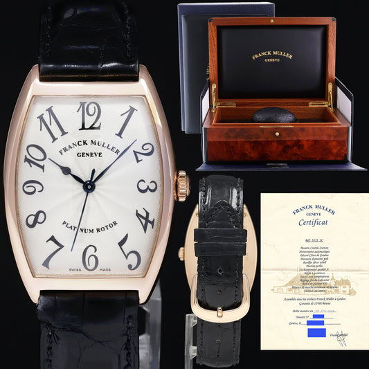 Franck Muller Cintree Curvex 2852 SC Platinum Rotor 18k Rose Gold Tonneau Watch