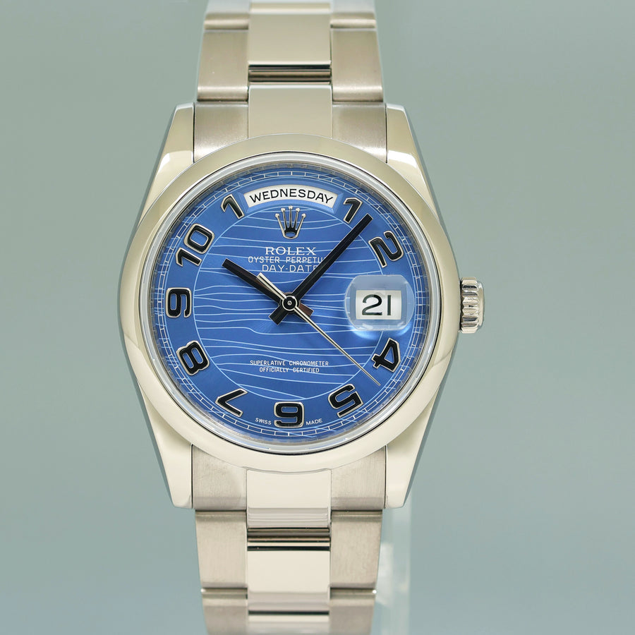 2007 MINT Rolex President Day Date Blue Wave 118209 White Gold Oyster Watch Box