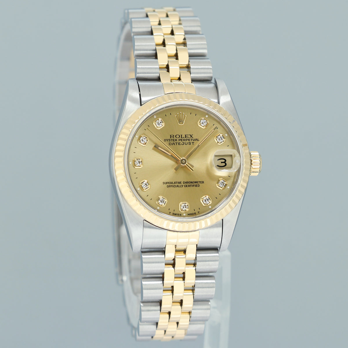 PAPERS MINT Ladies Rolex 68273 Two Tone 18k Gold Steel 31mm Champagne Diamond Dial Watch