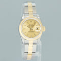MINT Ladies Rolex DateJust 26mm 69163 Two Tone Yellow Gold Oyster Champagne Dial Watch Box