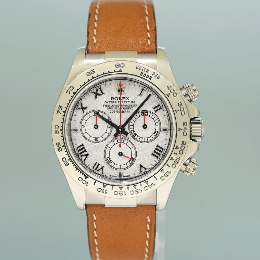 MINT Rolex Daytona White Gold 116519 Meteorite Roman Leather 40mm Watch Box