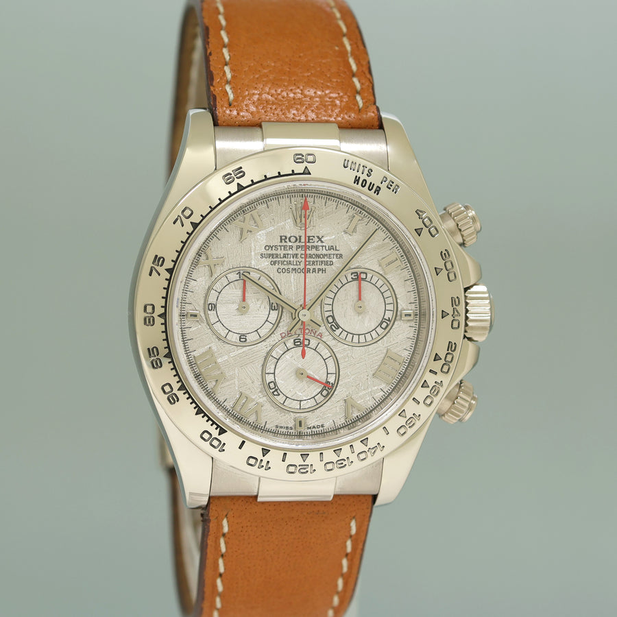 MINT Rolex Daytona White Gold 116519 Meteorite Roman Leather 40mm Watch Box