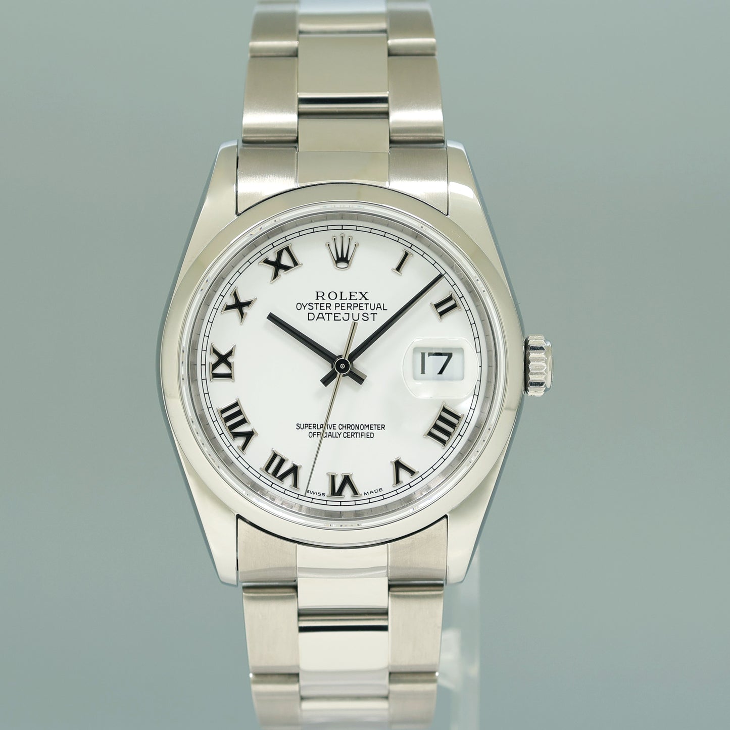 2004 MINT Rolex DateJust 36mm 16200 Steel White Roman Oyster 36mm Watch Box
