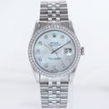 MINT DIAMOND Bezel Rolex DateJust 36mm Mother of Pearl 16014 Steel Watch Box
