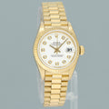 MINT 69178 White Diamond Ladies Rolex DateJust President 26mm Yellow Gold Watch