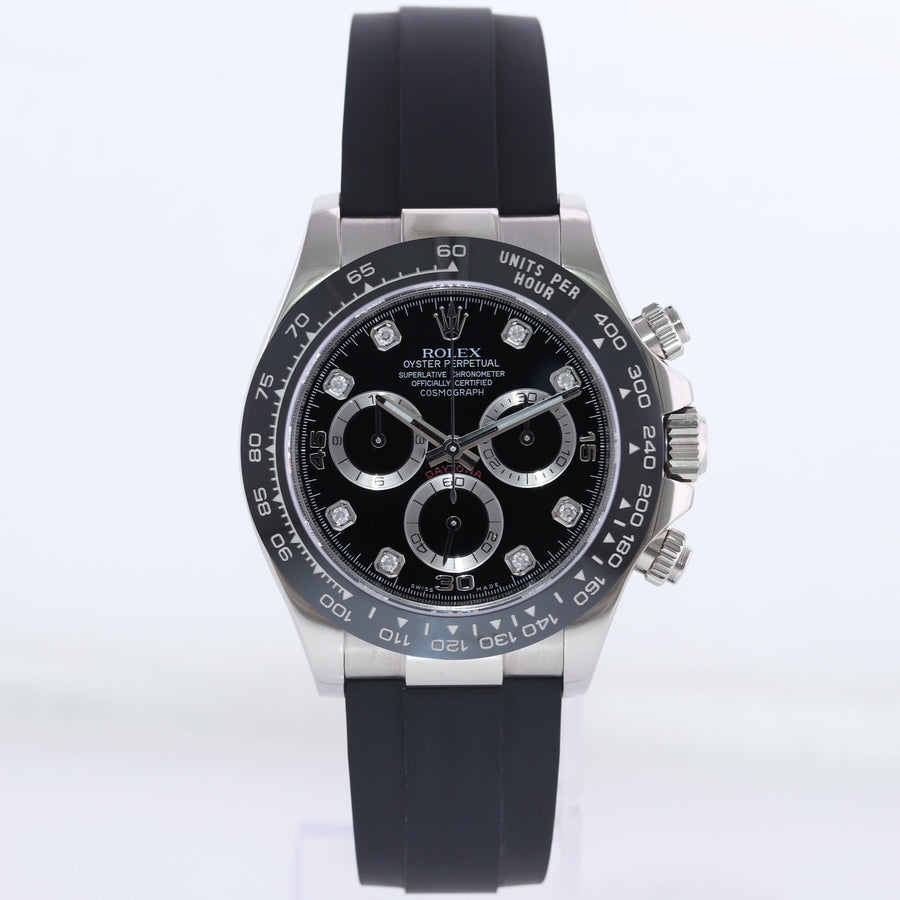 2023 MINT Rolex Daytona Oysterflex 116519LN White Gold Ceramic Diamond Watch Box
