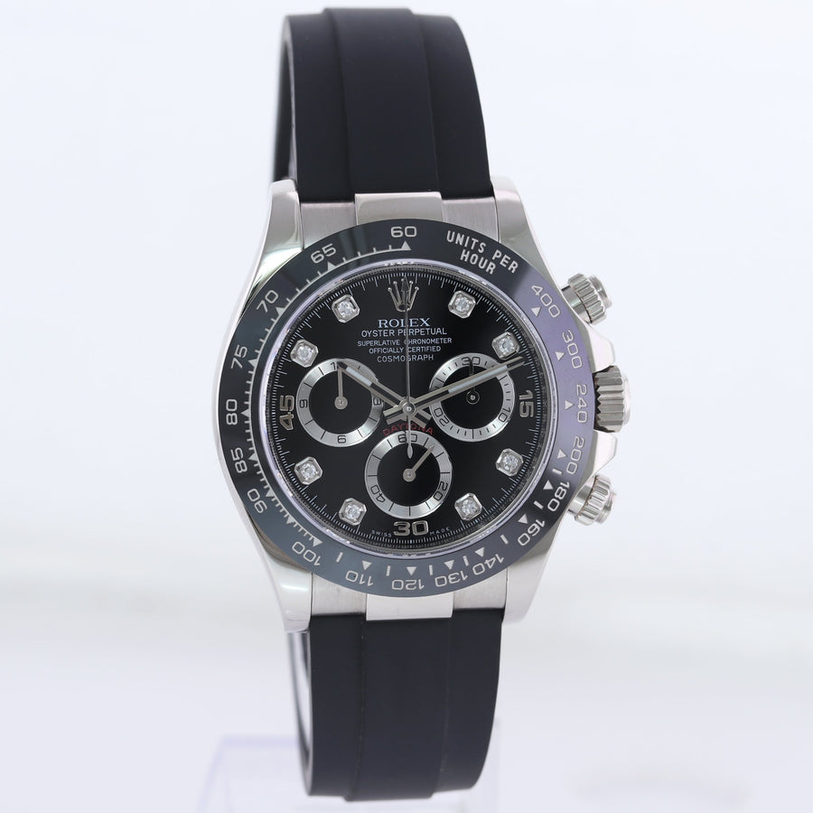 2023 MINT Rolex Daytona Oysterflex 116519LN White Gold Ceramic Diamond Watch Box