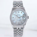 MINT DIAMOND Bezel Rolex DateJust 36mm Mother of Pearl 16014 Steel Watch Box