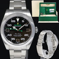 MINT 2017 PAPERS Rolex Air King 116900 Black Arabic Dial 40mm Steel Green Watch Box