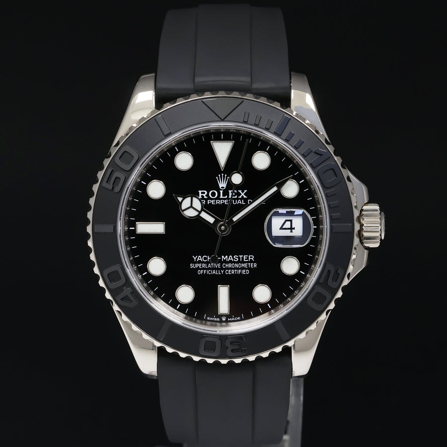 MINT 2022 Rolex Yacht-Master 226659 White Gold 42mm Oysterflex Rubber Watch Box
